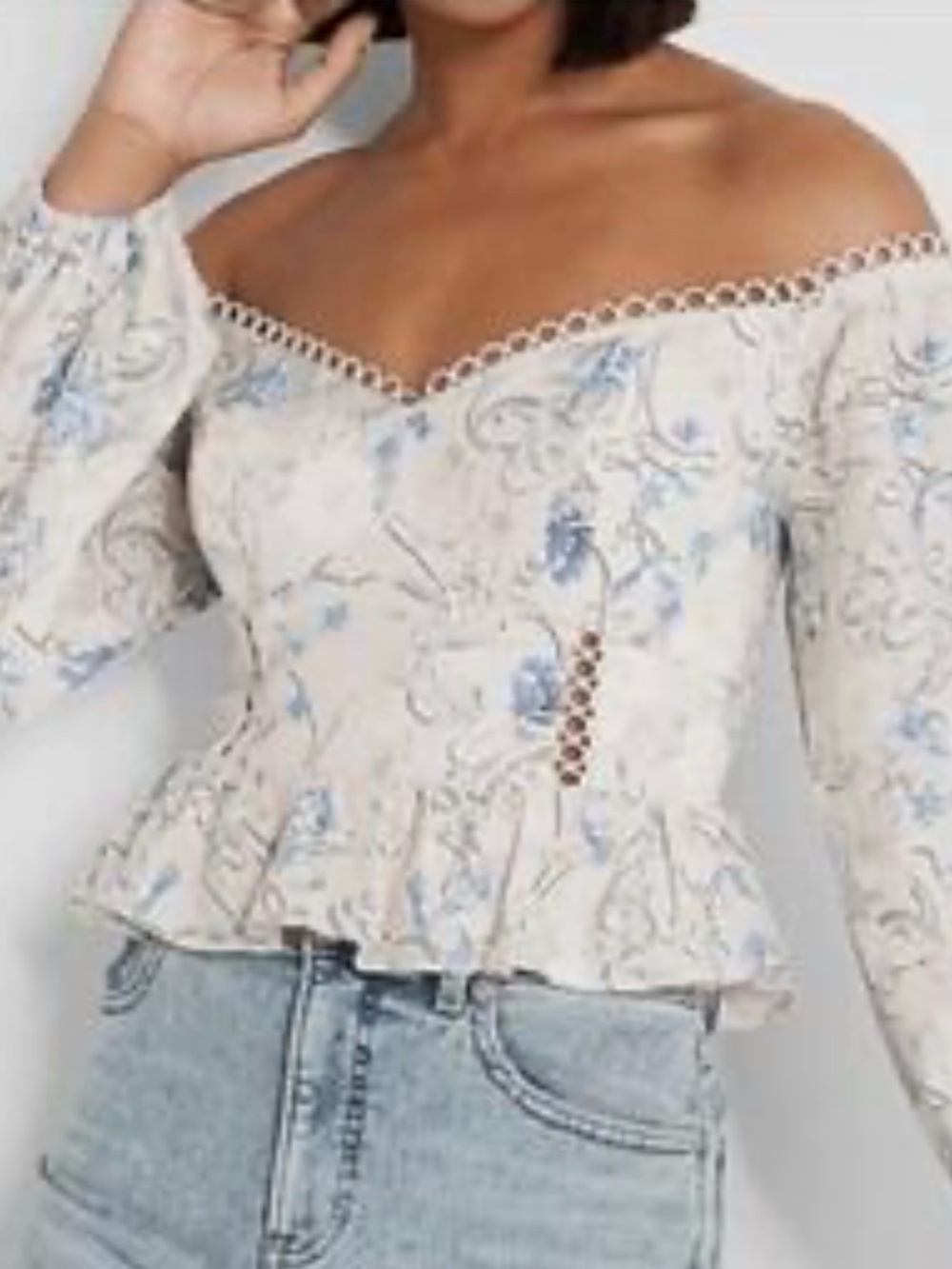 Express floral off-the-shoulder corset peplum top Sz M